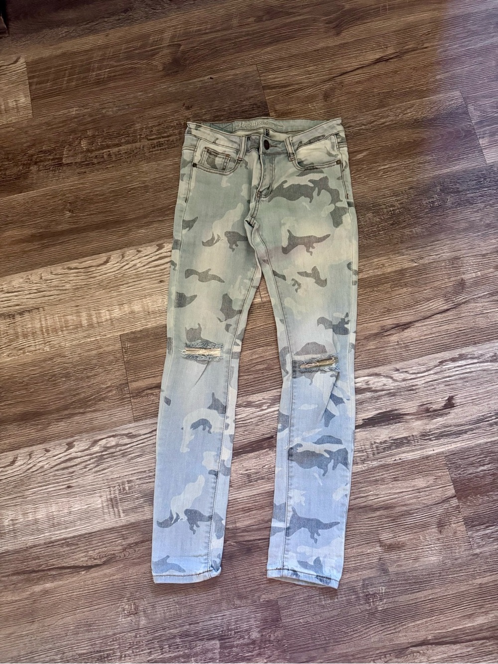 Machine Camouflage Slim Fit Jeans - Light Blue Camo